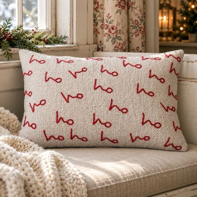 Christmas Tapestry Lumbar Pillow Ho Ho Ho