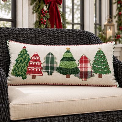 Christmas Tree Applique Lumbar Pillow