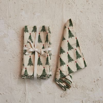 Christmas Tree Print Holiday Hosting Collection Napkin Set of 4