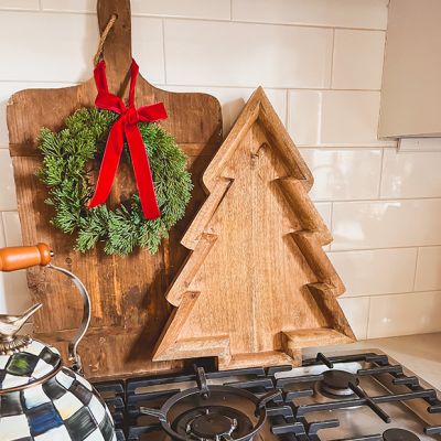 Christmas Tree Shaped Wood Tray