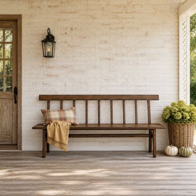 Classic Farmhouse Oak Entryway Bench