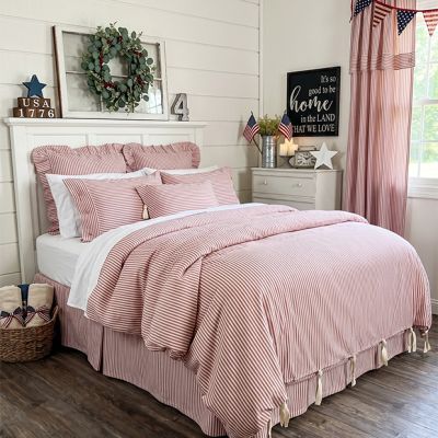 Classic Farmhouse Ticking Red Stripe Duvet Cover