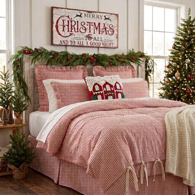 Classic Farmhouse Ticking Red Stripe Duvet Cover