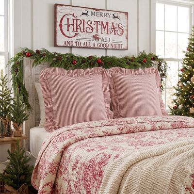 Classic Farmhouse Ticking Red Stripe Euro Sham