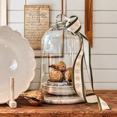Clear Glass Dome Display With Wooden Base