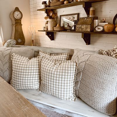 Cottage Gingham Throw Pillow With Fringe