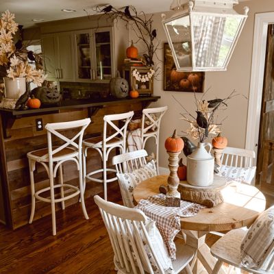 Country Cottage Rattan Seat Bar Stool Set of 2