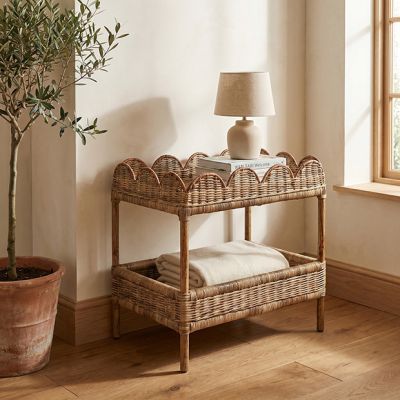 Country Estate Scalloped Rattan Side Table