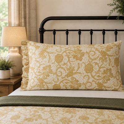 Country Gold Floral Pillow Case Set of 2