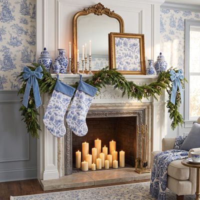 Countryside Christmas Pine Toile Stocking