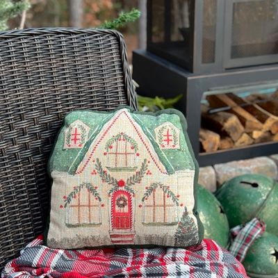 Cozy Christmas Cottage Accent Pillow