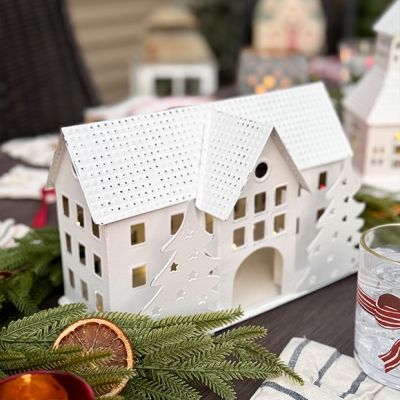Cozy Christmas Village Cottage Tealight Holder