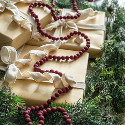Cranberry Christmas Bead Garland Set of 2