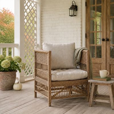 Cushioned Rattan Vineyard Chair