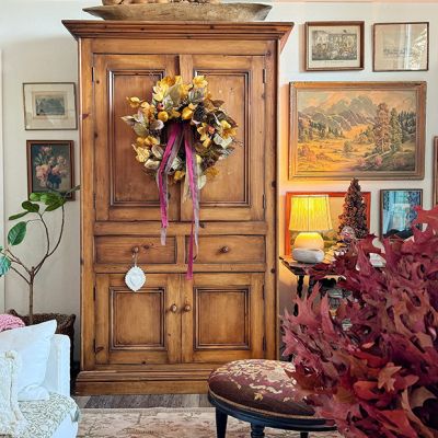 Decorative Faux Pears and Pomegranates Wreath