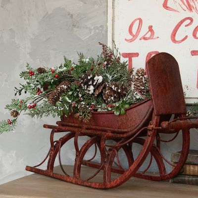 Decorative Rustic Red Sleigh