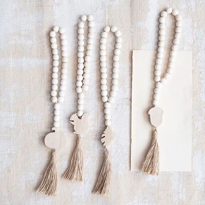 Decorative Wood Beads With Seasonal Icons