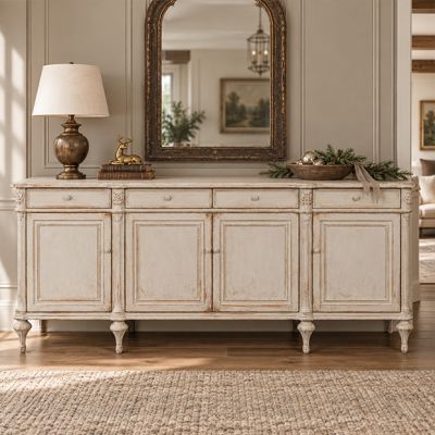 Distressed Finish White Pine Sideboard