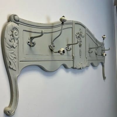 Distressed Green 6 Hook Wall Mount Coat Rack