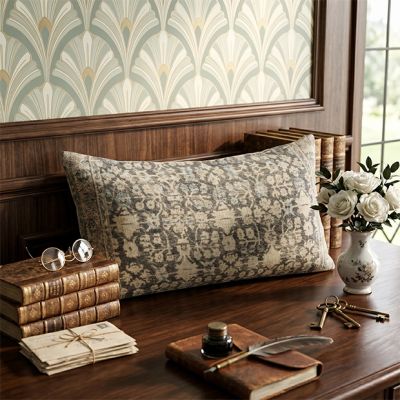 Distressed Rug Pattern Lumbar Pillow