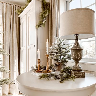 Distressed Table Lamp With Linen Shade