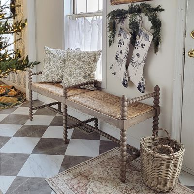 Double Seat Bobbin Style Wood Bench