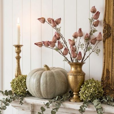 Dusty Mauve Withered Chinese Lantern Branch
