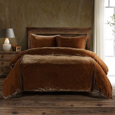 Faux Silk Velvet 3 Piece Duvet Cover Set