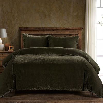 Faux Silk Velvet 3 Piece Duvet Cover Set