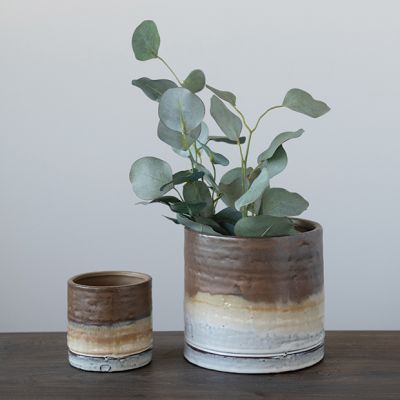 Earthy Elegance Stoneware Planters Set of 2