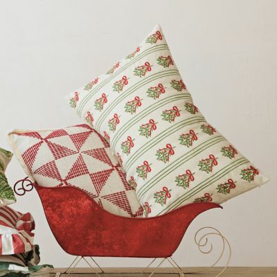 Embroidered Mistletoe Lumbar Pillow