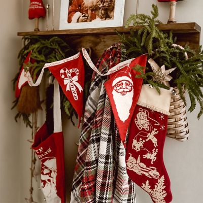 Embroidered Santa and Sleigh Christmas Stocking