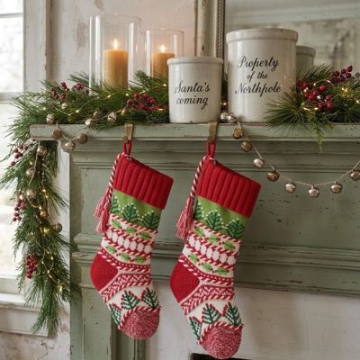 Evergreen Noel Knit Stocking Set of 2