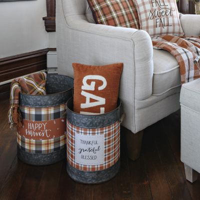 Fall Harvest Galvanized Bucket Set of 2