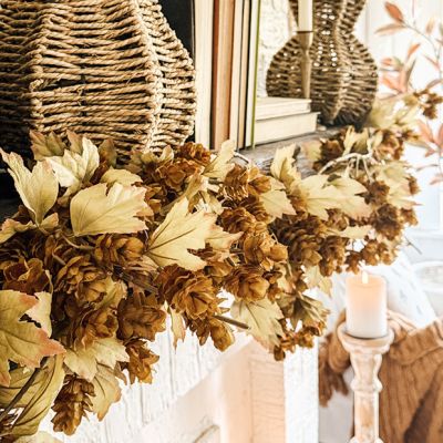 Fall Leaves and Green Hops Decorative Garland