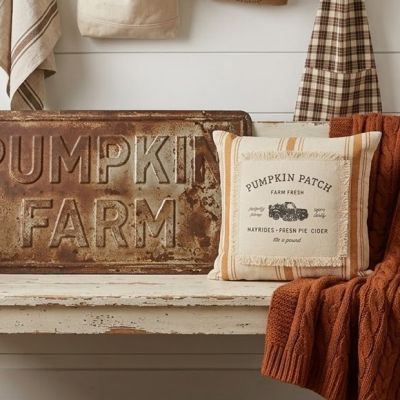 Farm Fresh Pumpkin Patch Striped Throw Pillow