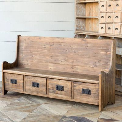 Farmhouse Charm Wood Storage Bench