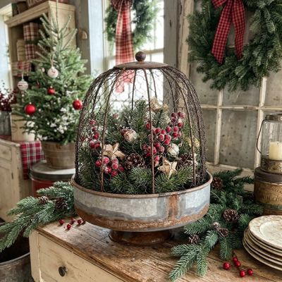 Farmhouse Chicken Wire Dome Planter