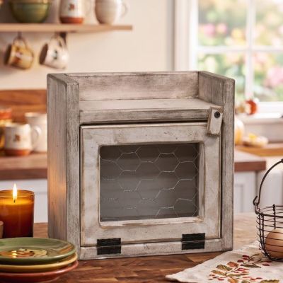 Farmhouse Chicken Wire White Cubby Cabinet