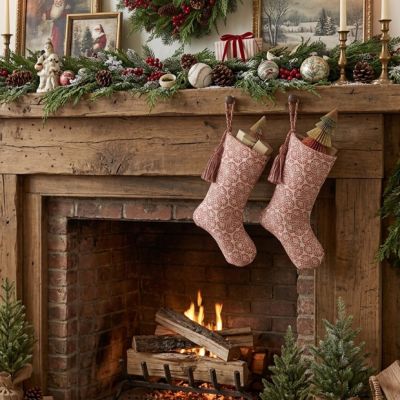 Farmhouse Noel Block Print Stocking