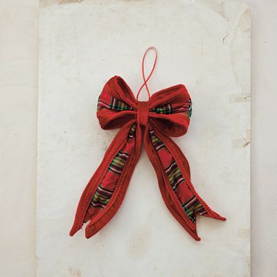 Farmhouse Noel Plaid Bow Ornament