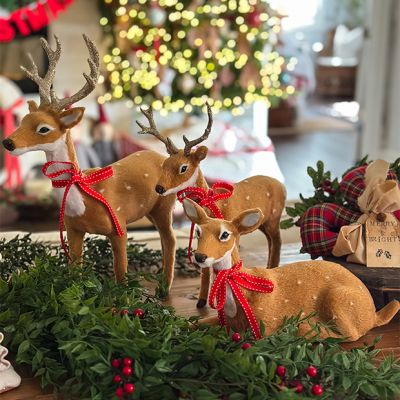 Faux Fur Woodland Deer Figure