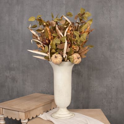 Faux Pumpkin and Wheat Foliage Spray
