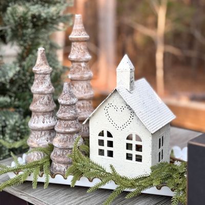 Feathered Finish Rustic Turned Wood Tree Figurines Set of 3