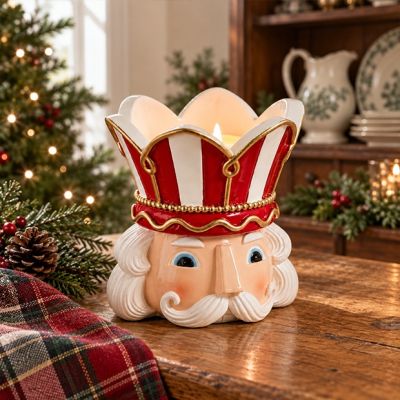 Festive Nutcracker Holiday Candle Holder Red