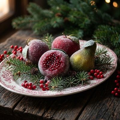 Festive Sugared Fruit Ornaments Boxed Set of 4