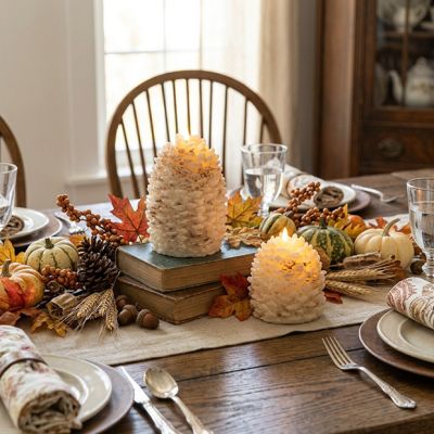 Flameless Cream Pinecone Candle