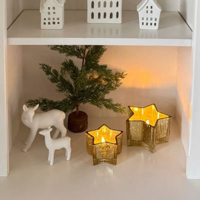 Flameless Gold Mercury Glass Star Candle One of Each