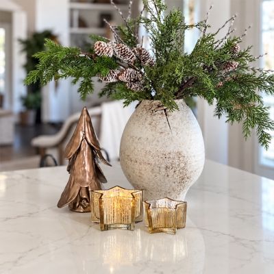 Flameless Gold Mercury Glass Star Candle