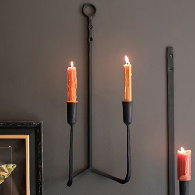 Forged Iron Wall Sconce Set of 2 Double Taper
